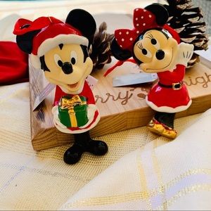 Disney Minnie & Mickey Porcelain Bell Ornament Set